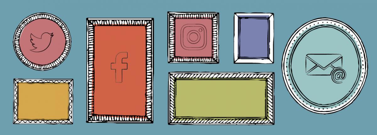 Illustration of seven colorful frames