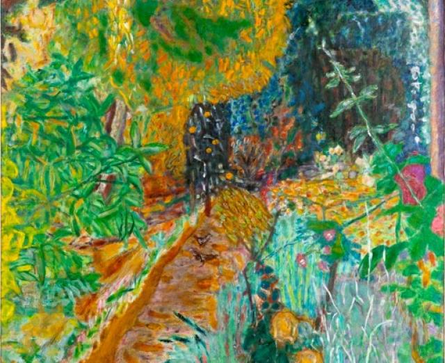 Pierre Bonnard painting of very colorful lush garden
