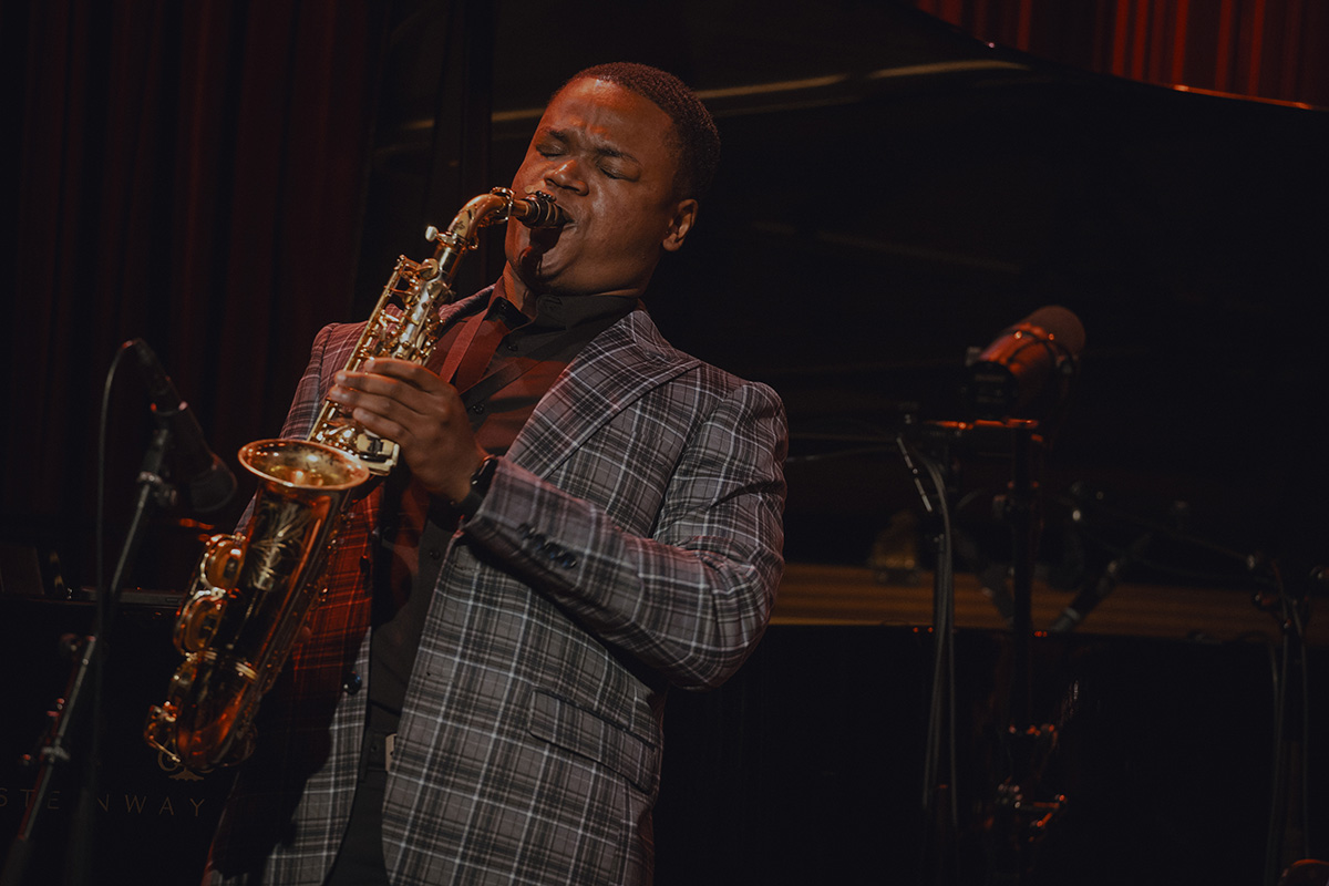 Saxophonist Langston Hughes II performing