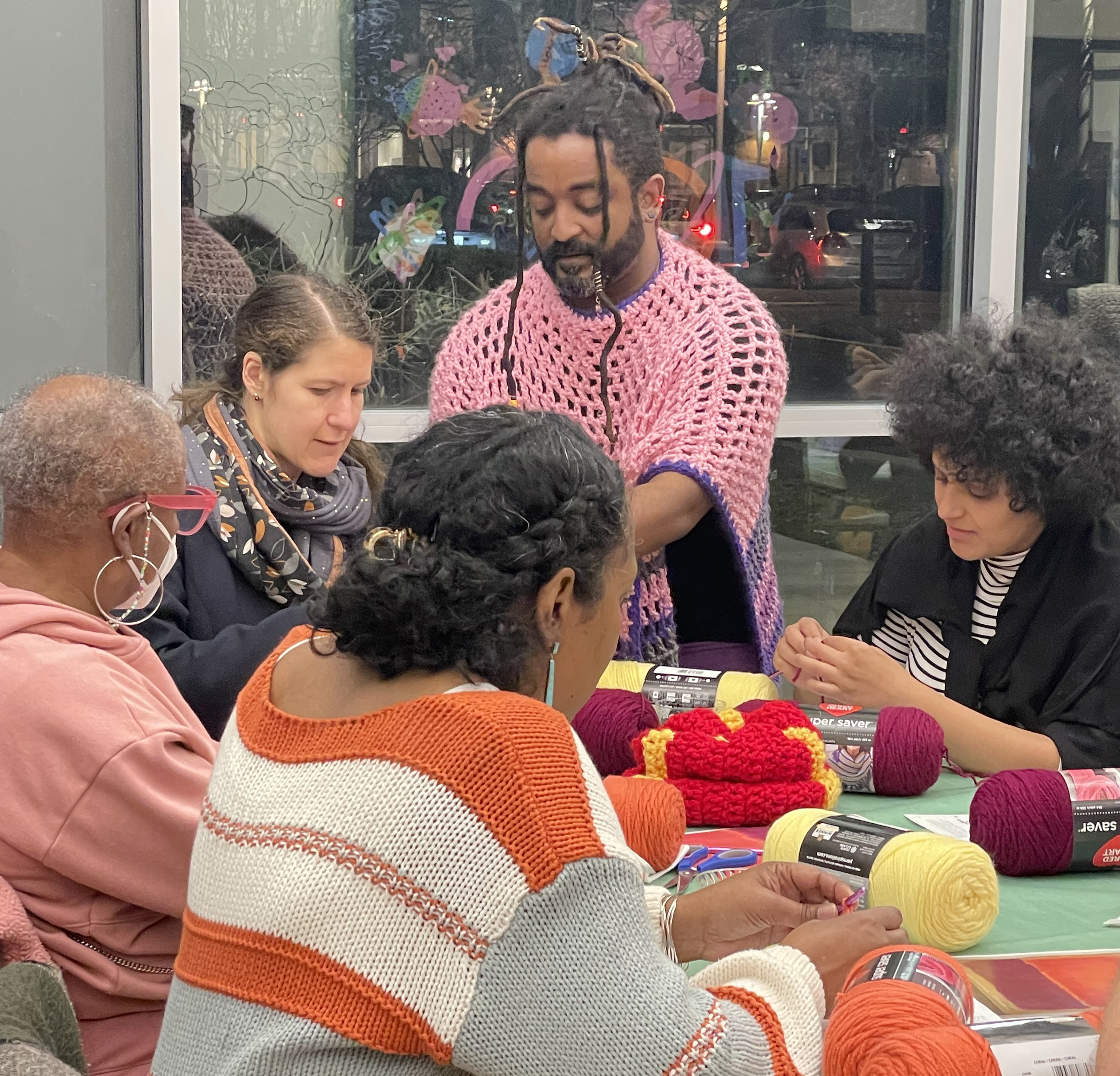 Dwayne Lawson-Brown leading a crochet workshop at Phillips@THEARC