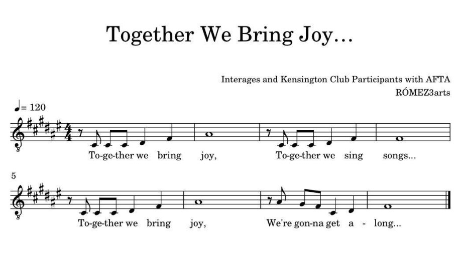 Sheet music for a song titled, "Together We Bring Joy..."