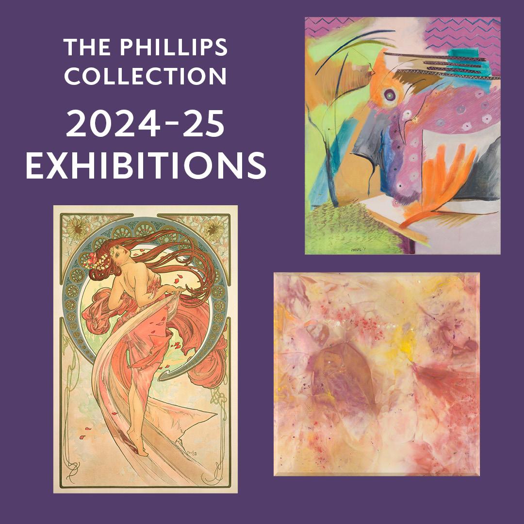 Three images of artworks with text overlay that reads, The Phillips Collection 2024-25 Exhibitions