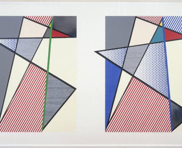 Roy Lichtenstein, Imperfect Diptych, 1988. Woodcut, screen print, and collage on museum board. Gift of Sidney Stolz and David Hatfield, 2009. 