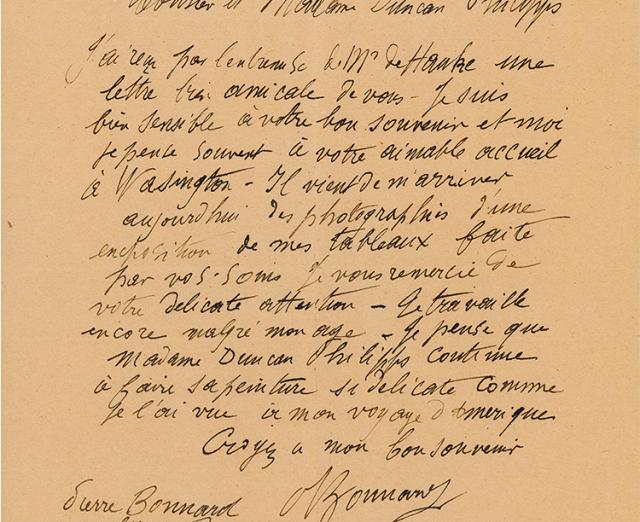 Bonnard letter from the archives