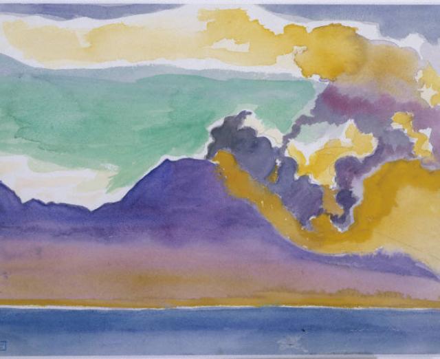 Joseph Stella, Vesuvius, c. 1915-20. Watercolor and pencil on paper, 9 1/2 x 13 1/4 in. (24.1 x 33.7 cm). The Phillips Collection, Washington, D.C., Gift of Jennifer and Alan Pensler in memory of Leslie Pensler, 1997.