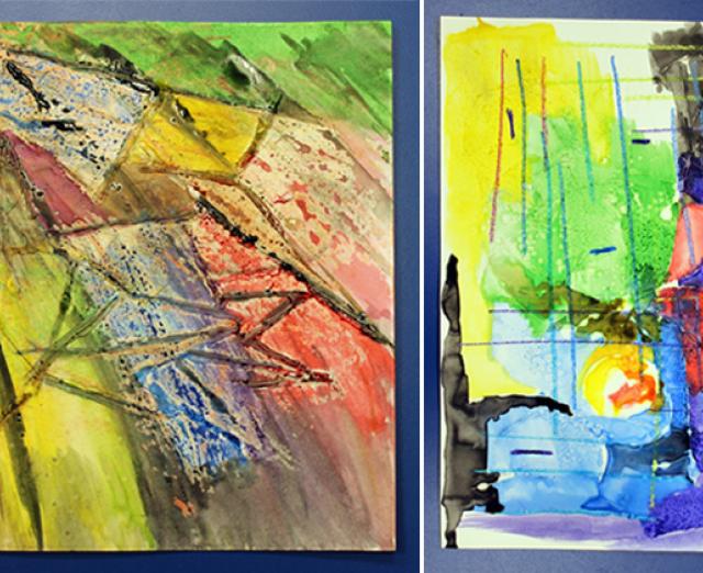 (left) painting by Betty Q. Le, K12 Intern (right) painting by Marin Williams, K12 Intern
