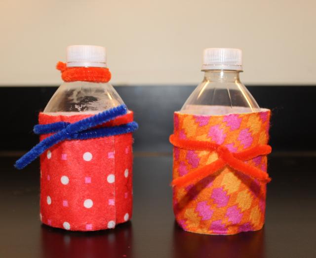 (Option 1 examples) Two decorative water bottle maracas. Photo: Hayley Prihoda