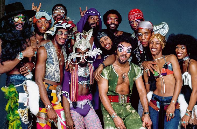 George Clinton and Parliament-Funkadelic, photographed at the Los Angeles Sports Arena, 1977. Photo courtesy of Bruce W. Talamon, 2018