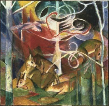 Franz Marc, Deer in Forest 1, 1913, Oil on canvas, Framed: 43 in x 44 1/2 in x 2 3/4 in, Gift from the estate of Katherine S. Dreier 1953, The Phillips Collection, Washington, D.C.