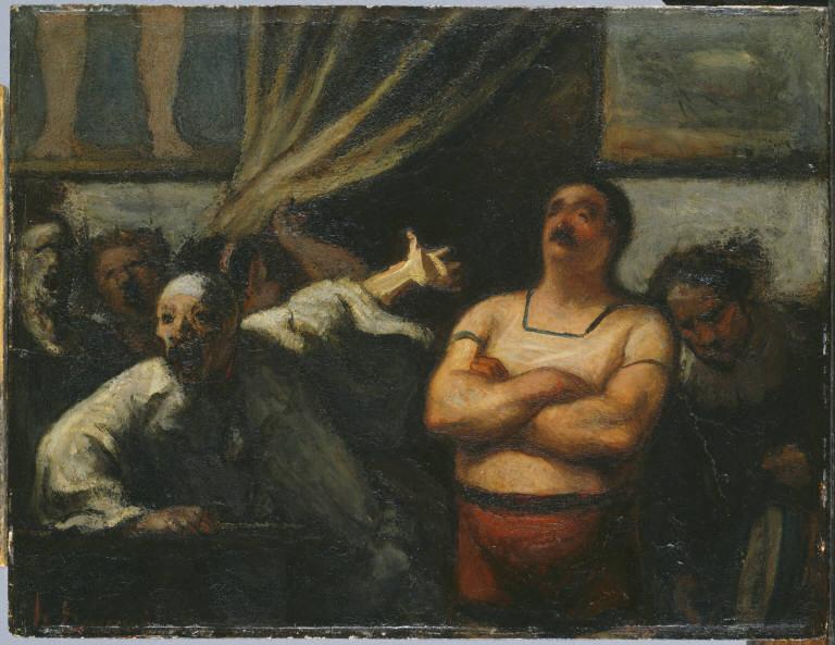 HonorÃ© Daumier, "The Strongman", c. 1865, oil on wood panel, 10-5/8" x 13-7/8", Acquired 1928