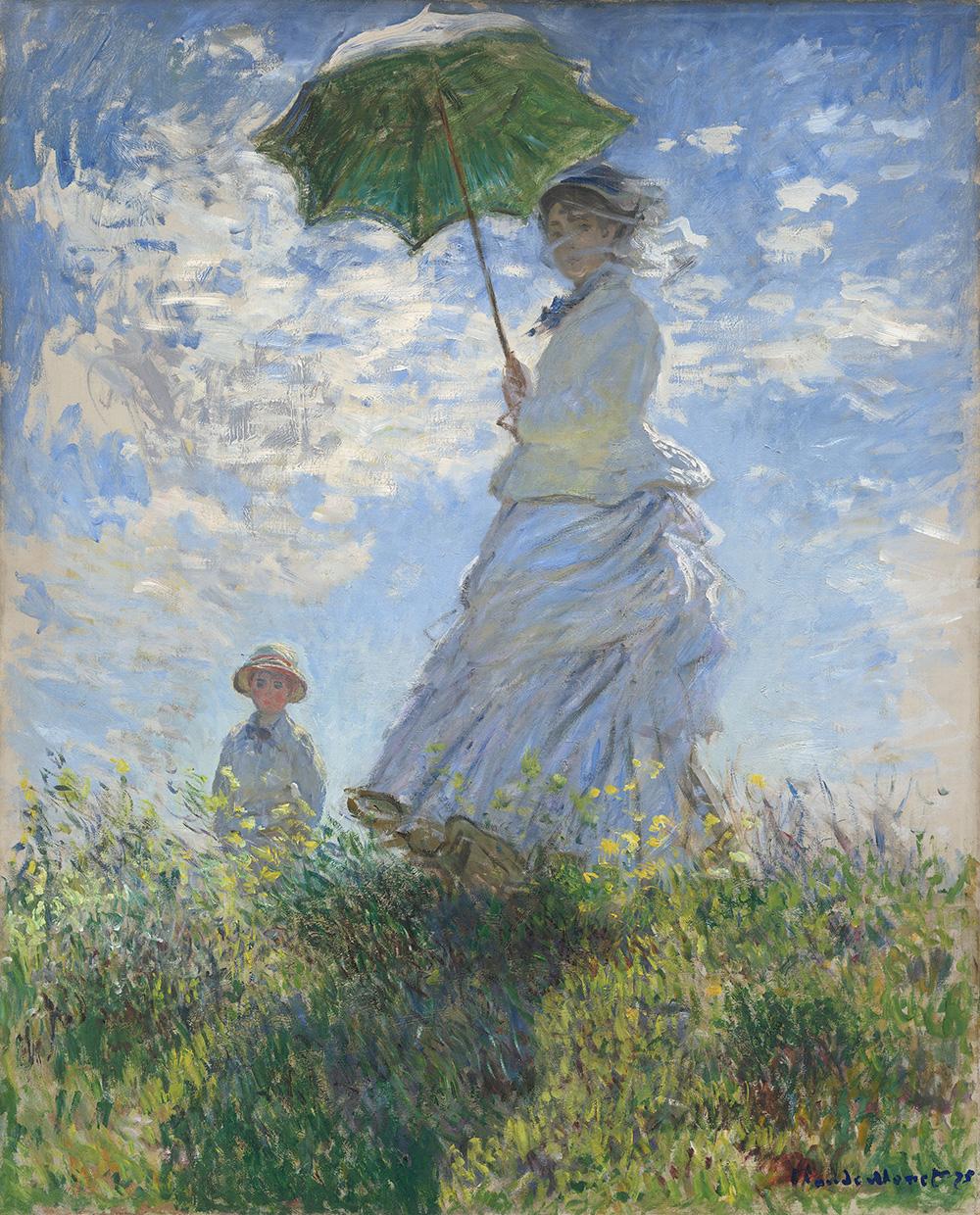 Woman with a Parasol—Madame Monet and Her Son
