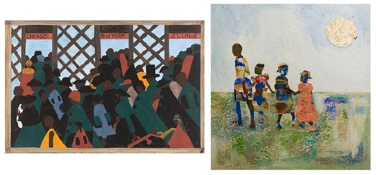 Jacob Lawrence's The Migration Series, Panel no. 1 and Charles Jean-Pierre's The Autobiography of My Mother