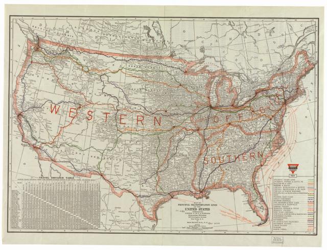 Map from 1921 of United States railroads 