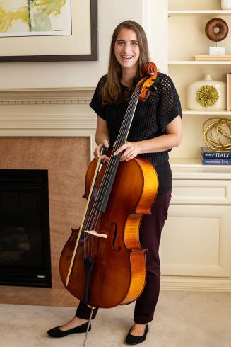 Lauren Latessa holding a cello