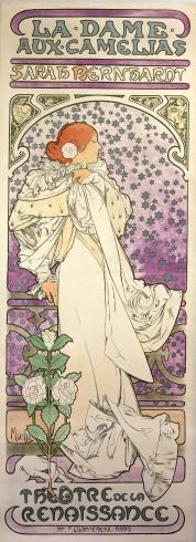 Alphonse Mucha La Dame aux Camélias 1896 Color lithograph 83 7/8 x 33 1/2 in. Collection of the Mucha Trust © Mucha Trust 2025