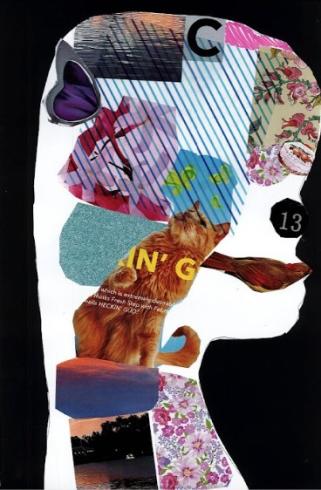 Silhouette of a child filled with magazine images.